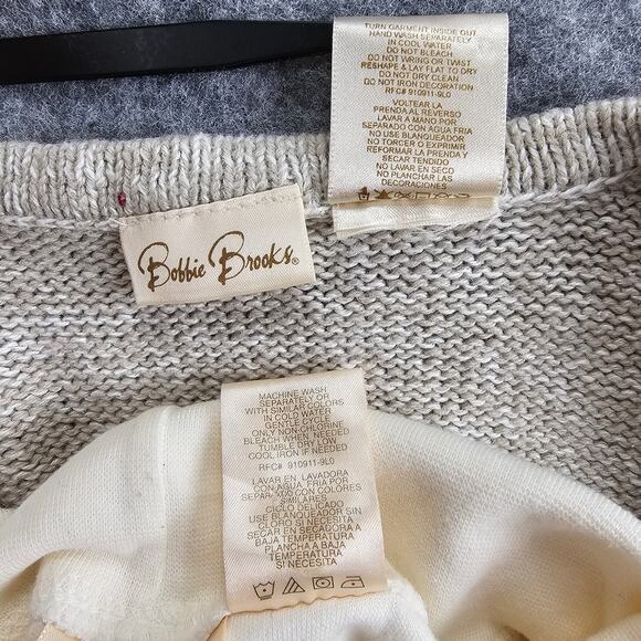 Vintage Bobbie Brooks Fall Sweater Vest Set Scarecrows Gourds Women L Grannycore - Picture 16 of 16